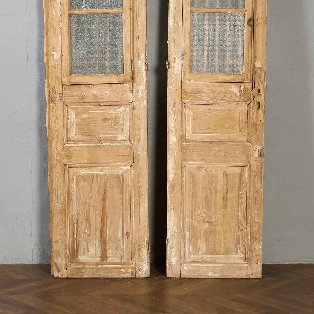 英国 アンティーク 両開き 鉄格子 ウッド ドア 2点セット