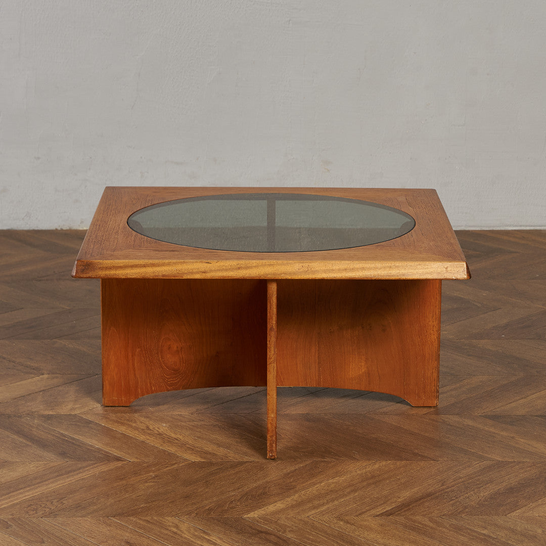 ヴィンテージ スツール付き ガラストップ センターテーブル