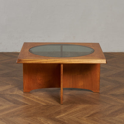 ヴィンテージ スツール付き ガラストップ センターテーブル