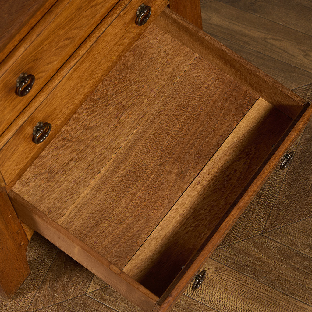 英国 クラシック オーク材 3段 チェスト