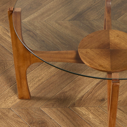 英国 ヴィンテージ ガラストップ コーヒーテーブル