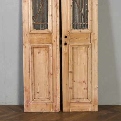 英国 アンティーク 両開き 鉄格子 ウッド ドア 2点セット