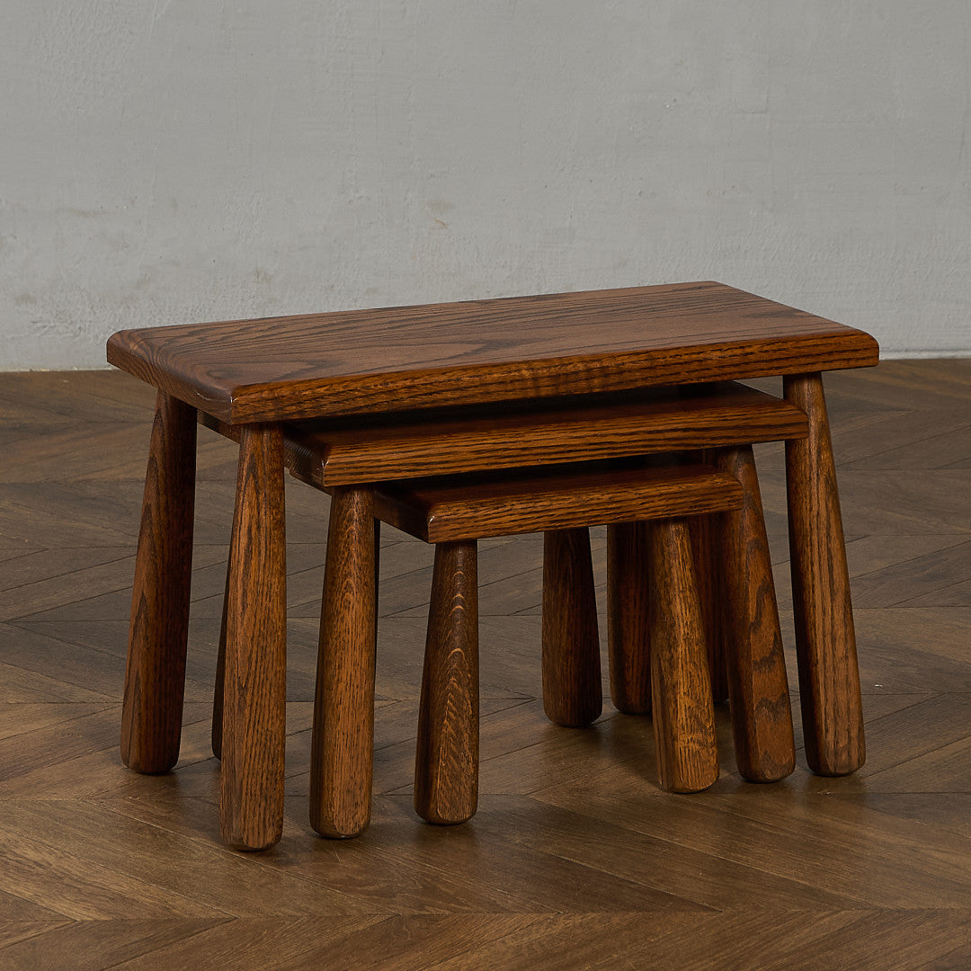 オランダ製 オーク無垢材 ネストテーブル