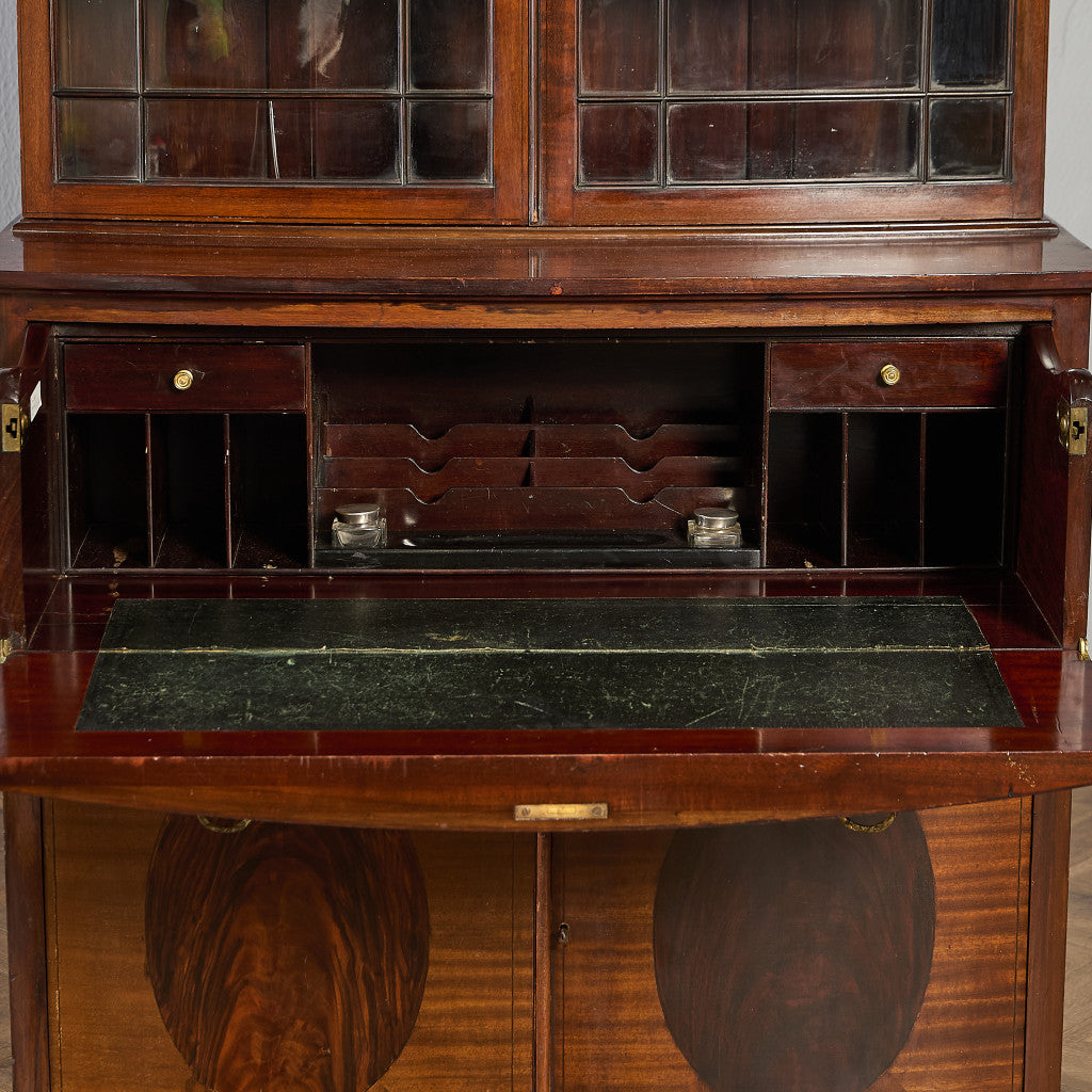 英国 アンティーク ビューロー ブックケース