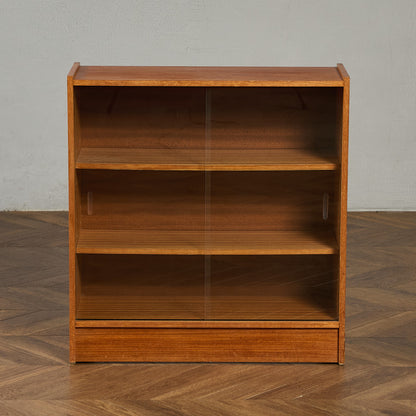 英国 ヴィンテージ ナロー ガラス ブックケース 食器棚