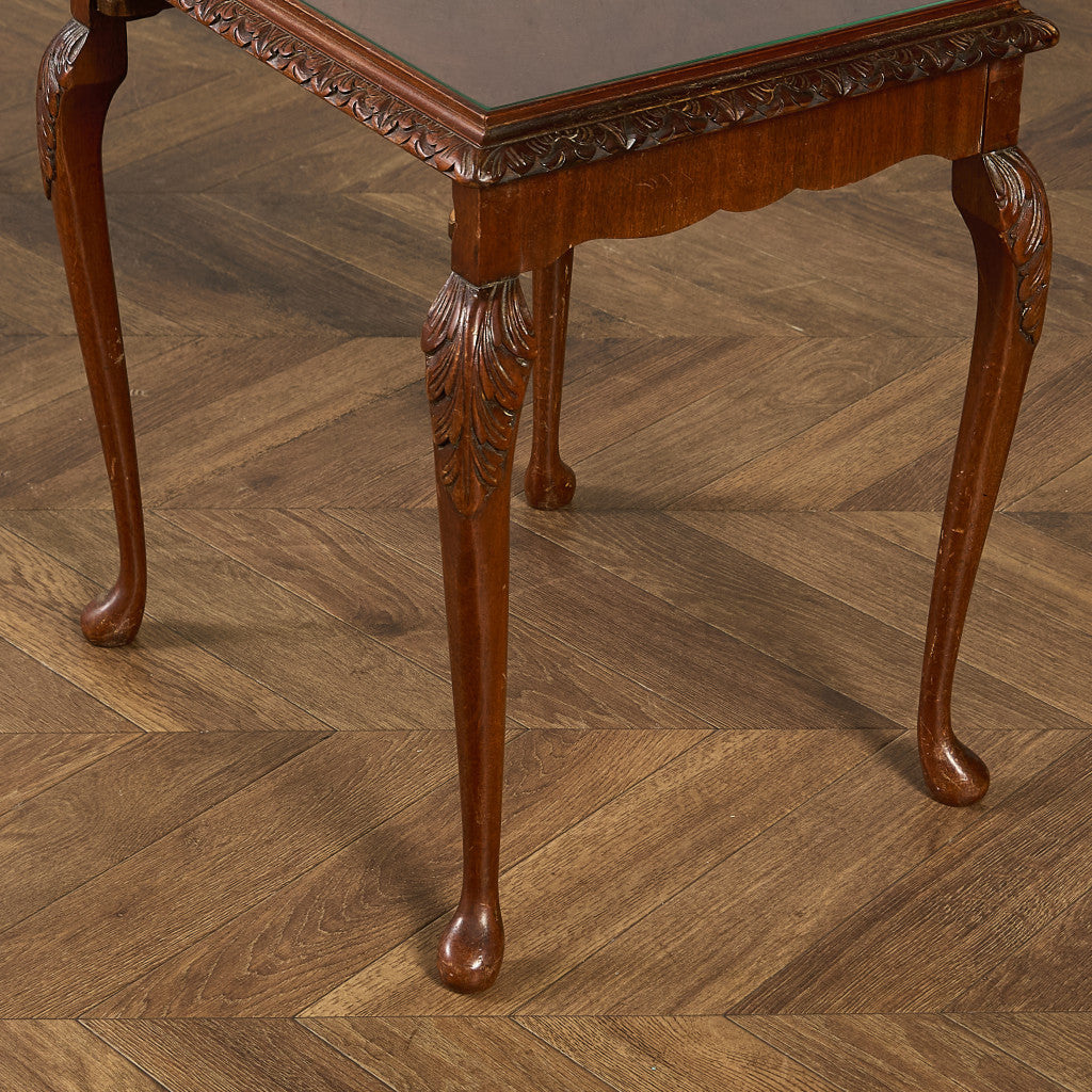 英国 クラシック ガラストップ ネストテーブル