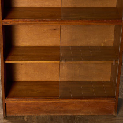 英国 ヴィンテージ ナロー ガラス ブックケース 食器棚