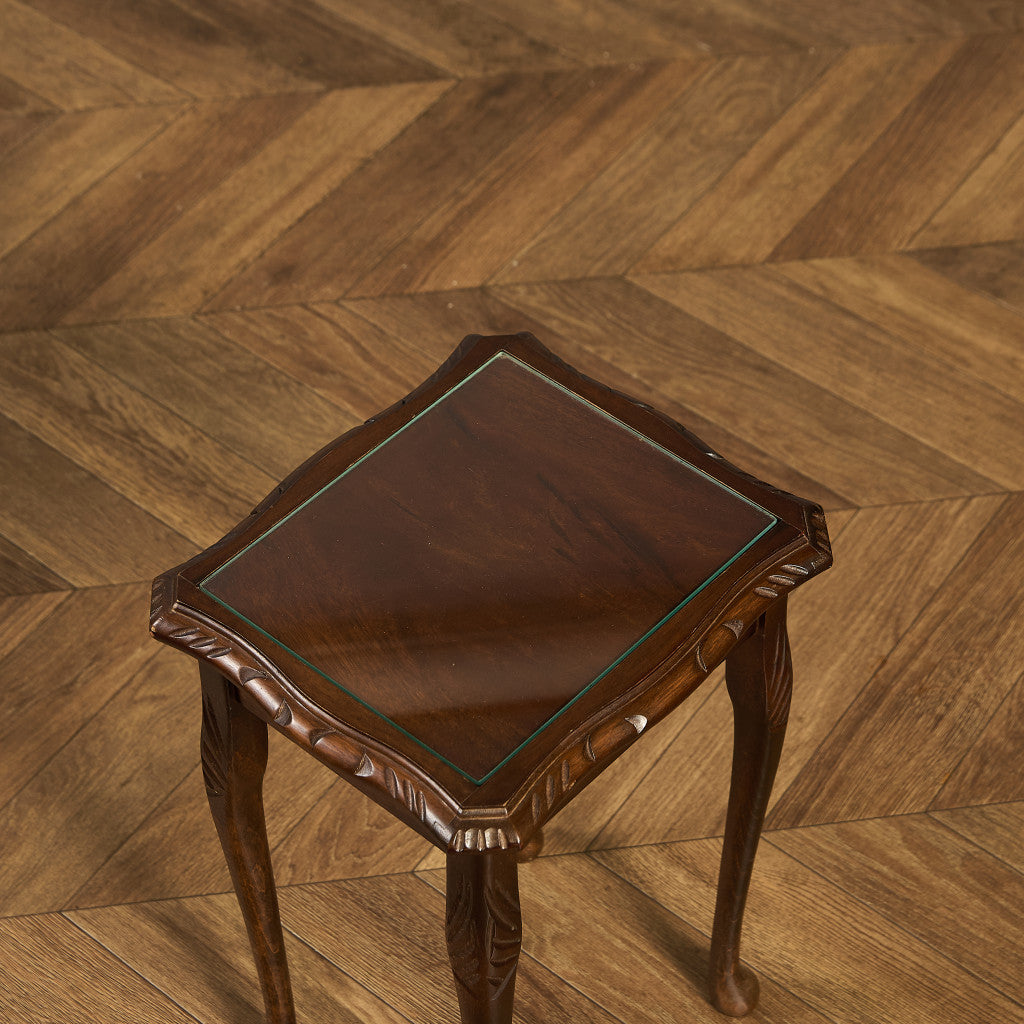 英国 クラシック ガラストップ ネストテーブル