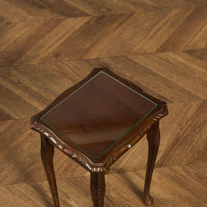 英国 クラシック ガラストップ ネストテーブル