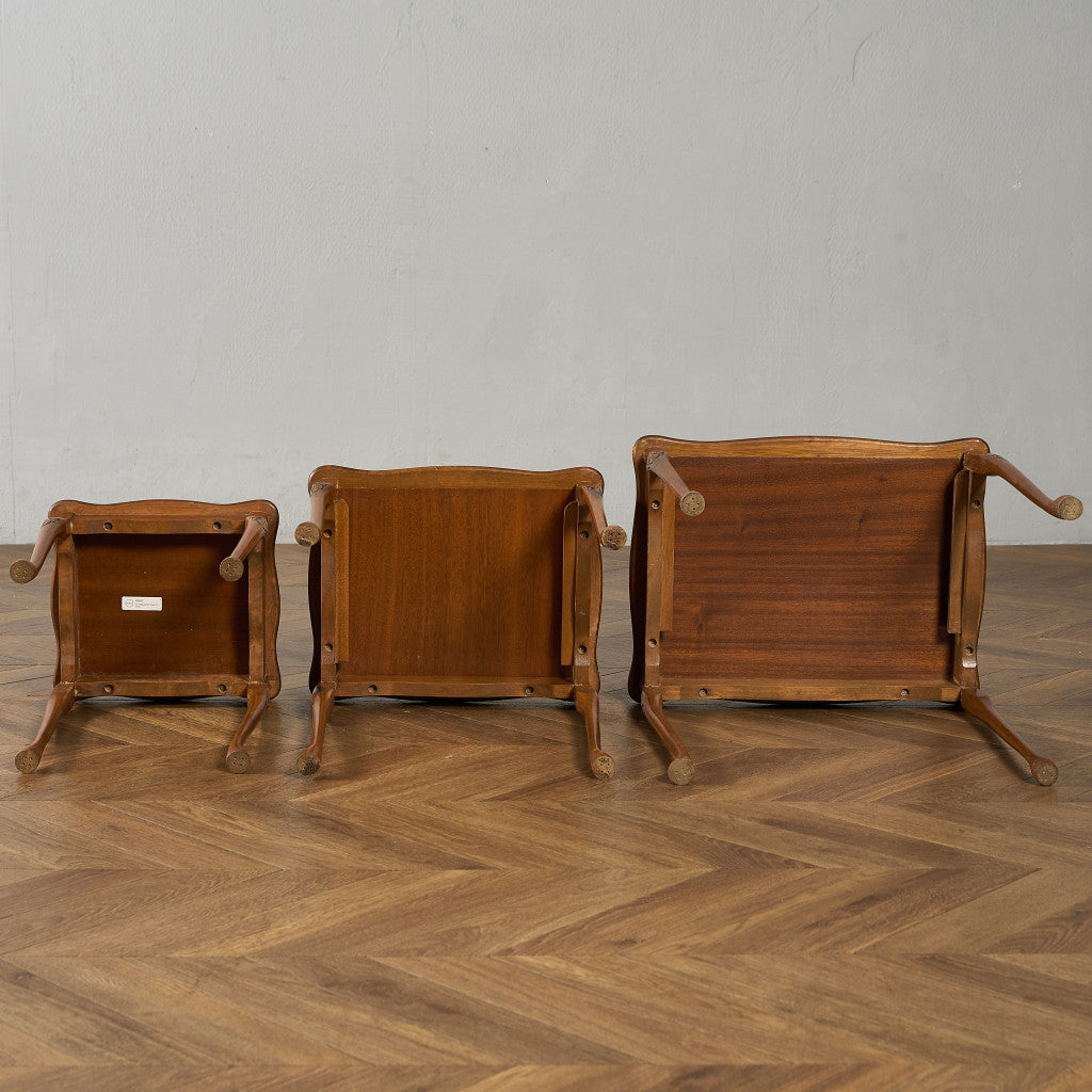 英国 クラシック ガラストップ ネストテーブル #95562