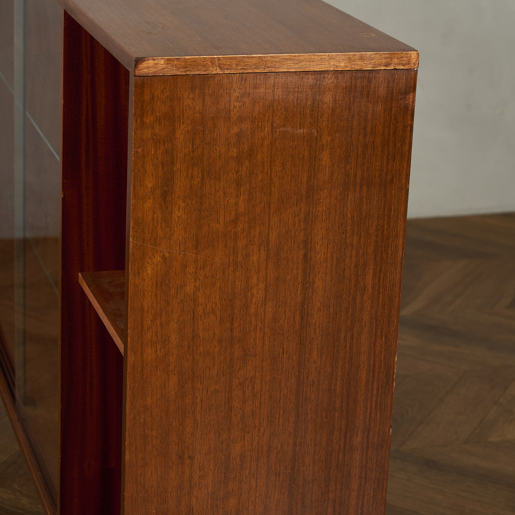 ヴィンテージ ガラスブックケース カスタム アイアン ヘアピンレッグ