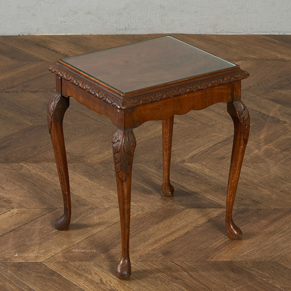 英国 クラシック ガラストップ ネストテーブル