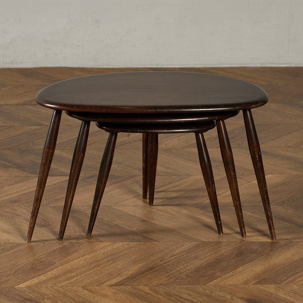 アーコール ERCOL ヴィンテージ ネストテーブル ぺブルテーブル ブルー