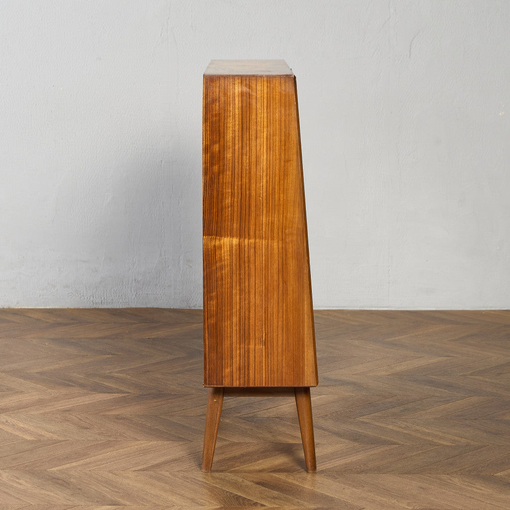 ヴィンテージ ナロー ガラスキャビネット ブックケース