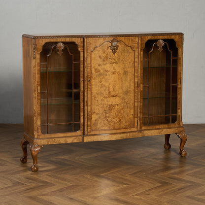 英国 クラシック ウォールナット ブックケース 食器棚