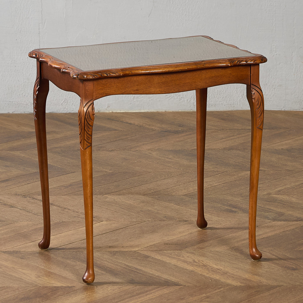 英国 クラシック ガラストップ ネストテーブル