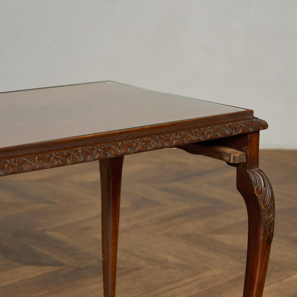 英国 クラシック ガラストップ ネストテーブル