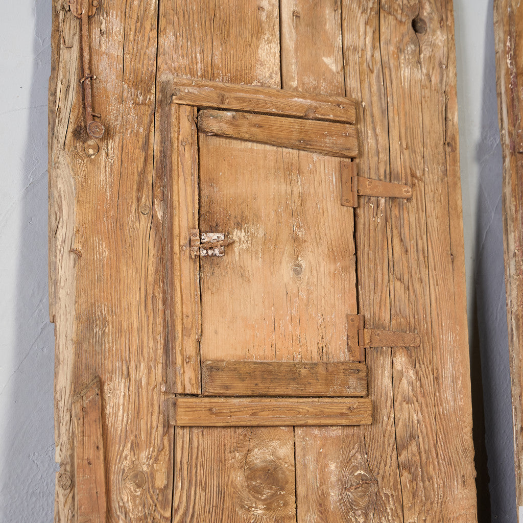 英国 アンティーク 両開き 鉄格子 ウッド ドア 2点セット