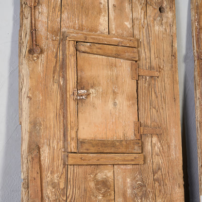 英国 アンティーク 両開き 鉄格子 ウッド ドア 2点セット