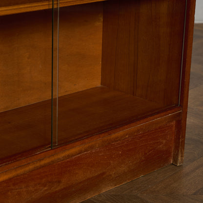 英国 ヴィンテージ ナロー ガラス ブックケース 食器棚