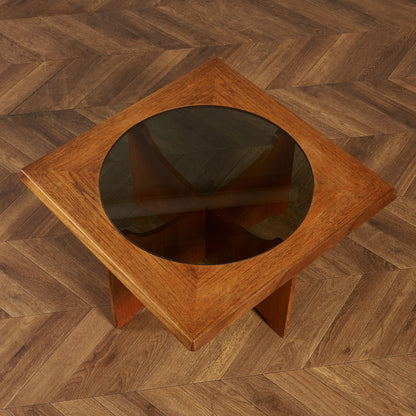 ヴィンテージ スツール付き ガラストップ センターテーブル