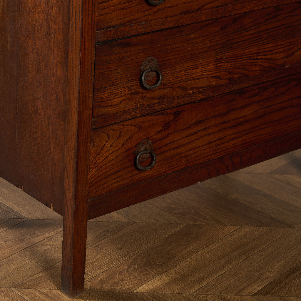 英国 クラシック オーク材 3段チェスト