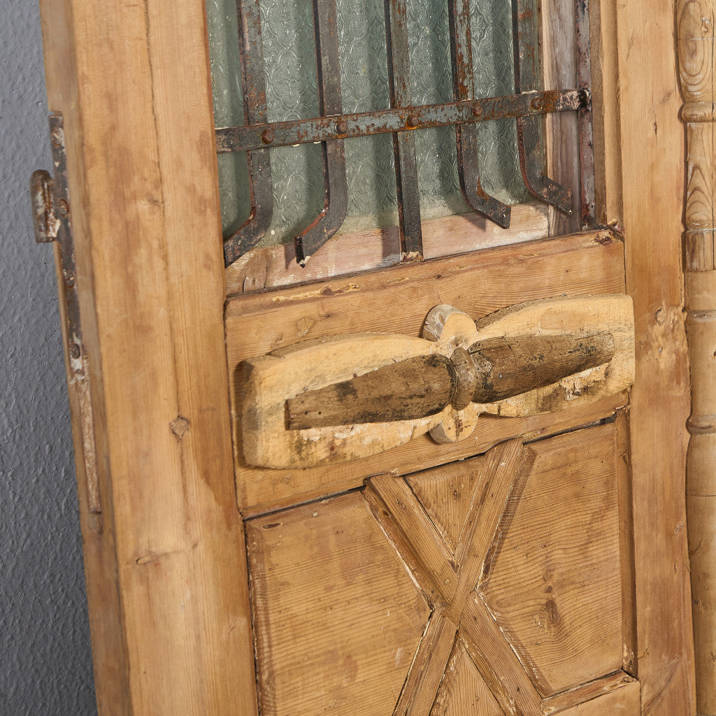 英国 アンティーク 両開き 鉄格子 ウッド ドア 2点セット