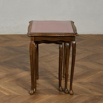 英国 クラシック ガラストップ ネストテーブル