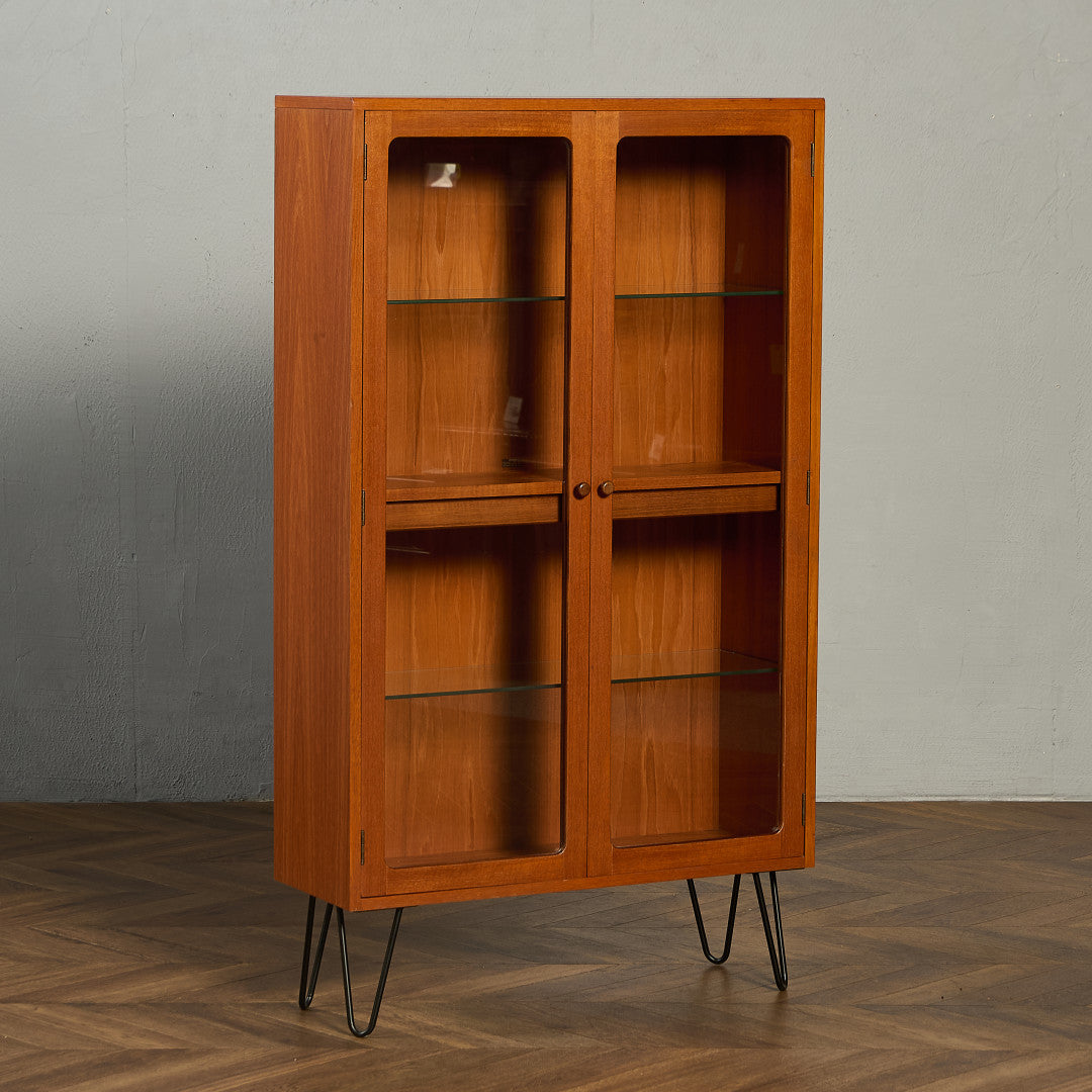 Fresco ガラス ブックケース カスタム アイアン ヘアピンレッグ