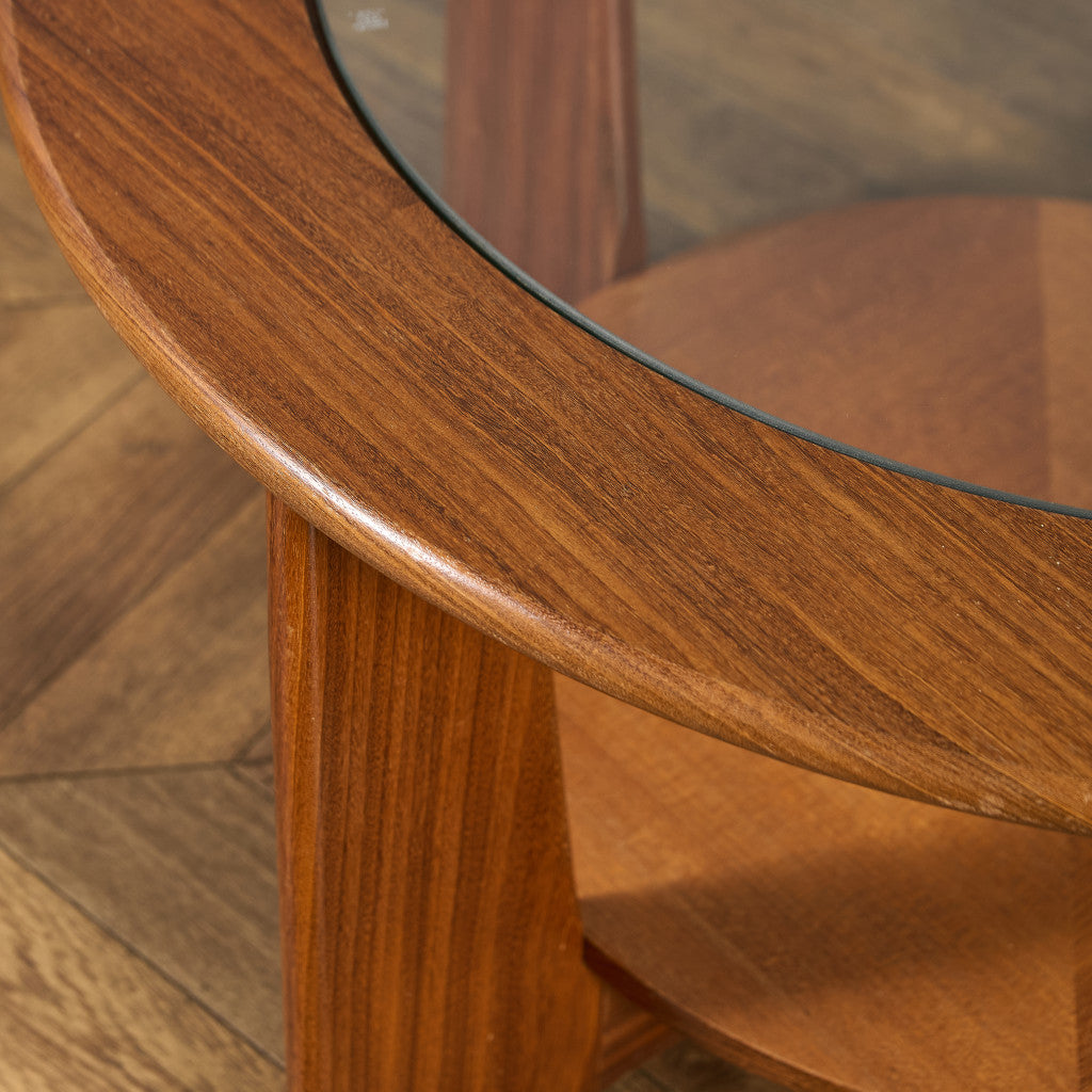 英国 ヴィンテージ ガラストップ コーヒーテーブル