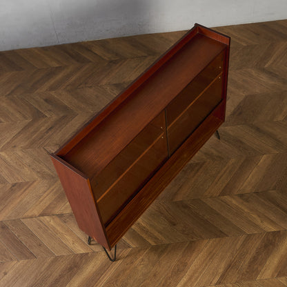 英国 ヴィンテージ ガラス キャビネット カスタム アイアン ヘアピンレッグ