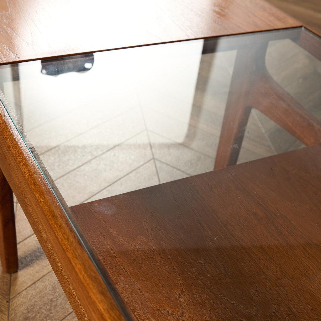 ロングジョン ヴィンテージ ガラストップ コーヒーテーブル