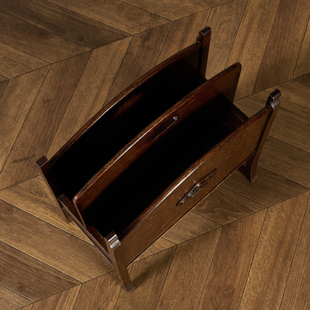 英国 クラシック オーク材 マガジンラック