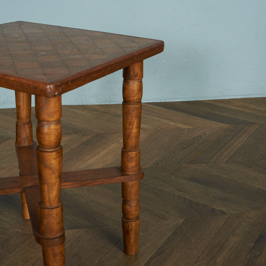 British classic parquet top side table #81898