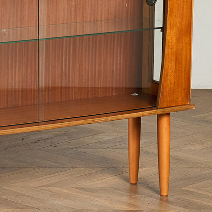 英国 ヴィンテージ ナロー ガラス ディスプレイ キャビネット