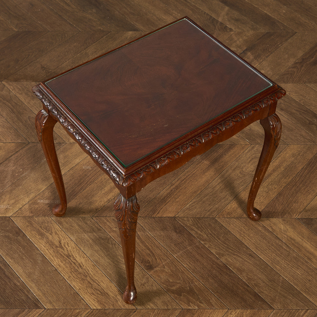 英国 クラシック ガラストップ ネストテーブル