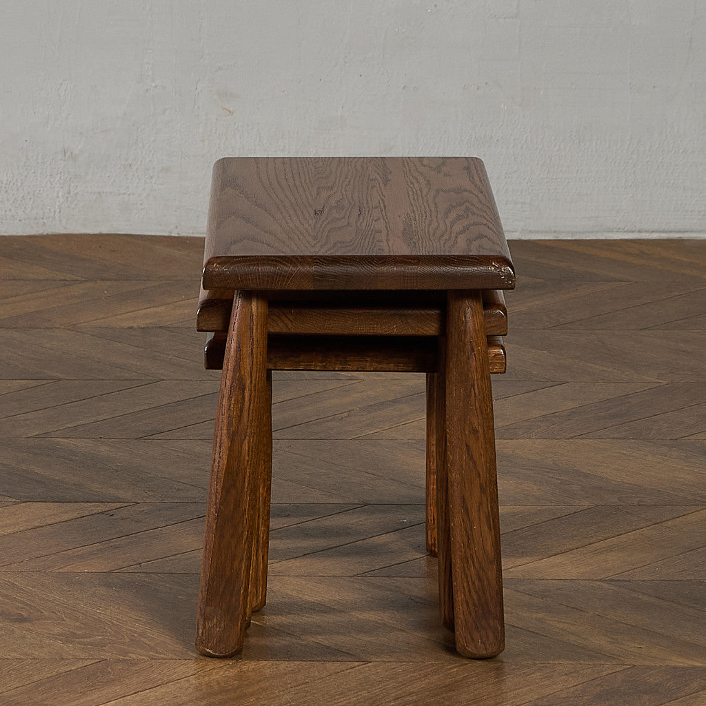 オランダ製 オーク無垢材 ネストテーブル