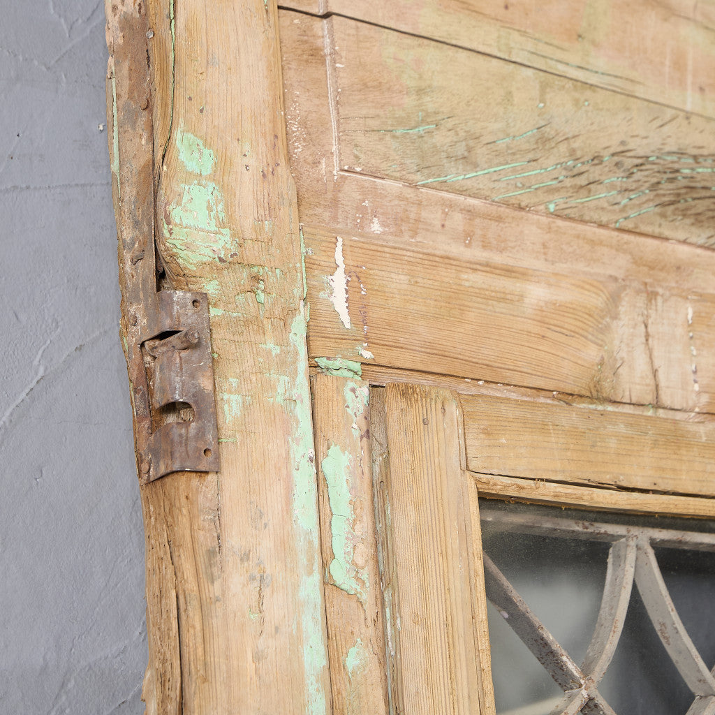 英国 アンティーク 両開き 鉄格子 ウッド ドア 2点セット