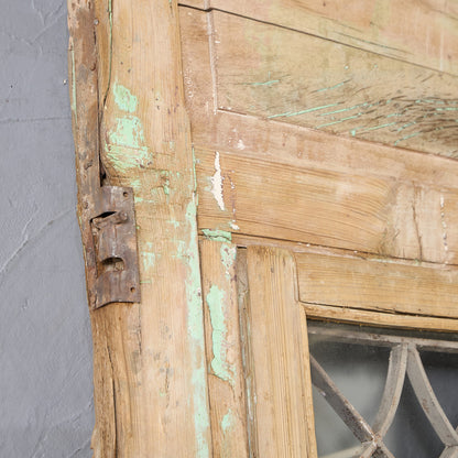 英国 アンティーク 両開き 鉄格子 ウッド ドア 2点セット