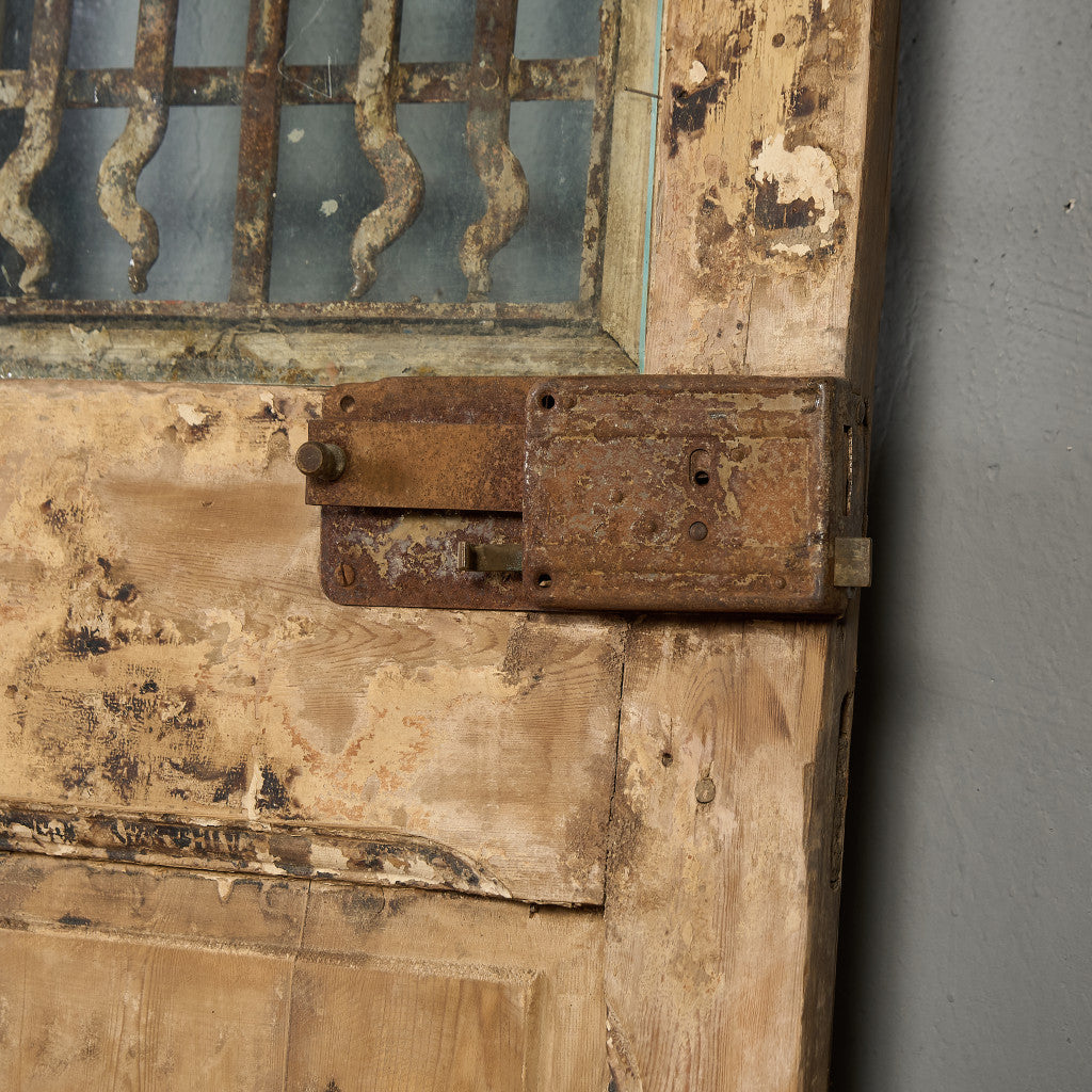 英国 アンティーク 両開き 鉄格子 ウッド ドア 2点セット