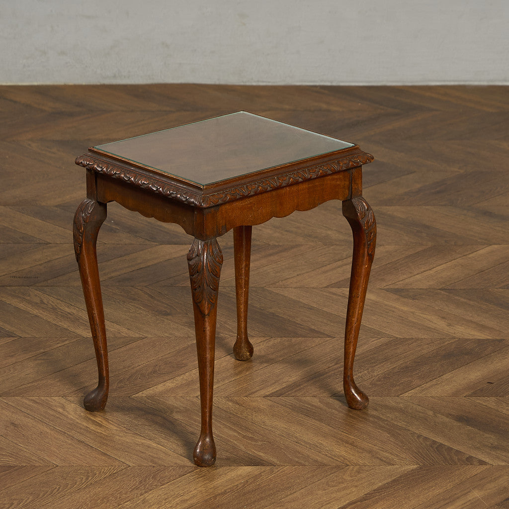 英国 クラシック ガラストップ ネストテーブル