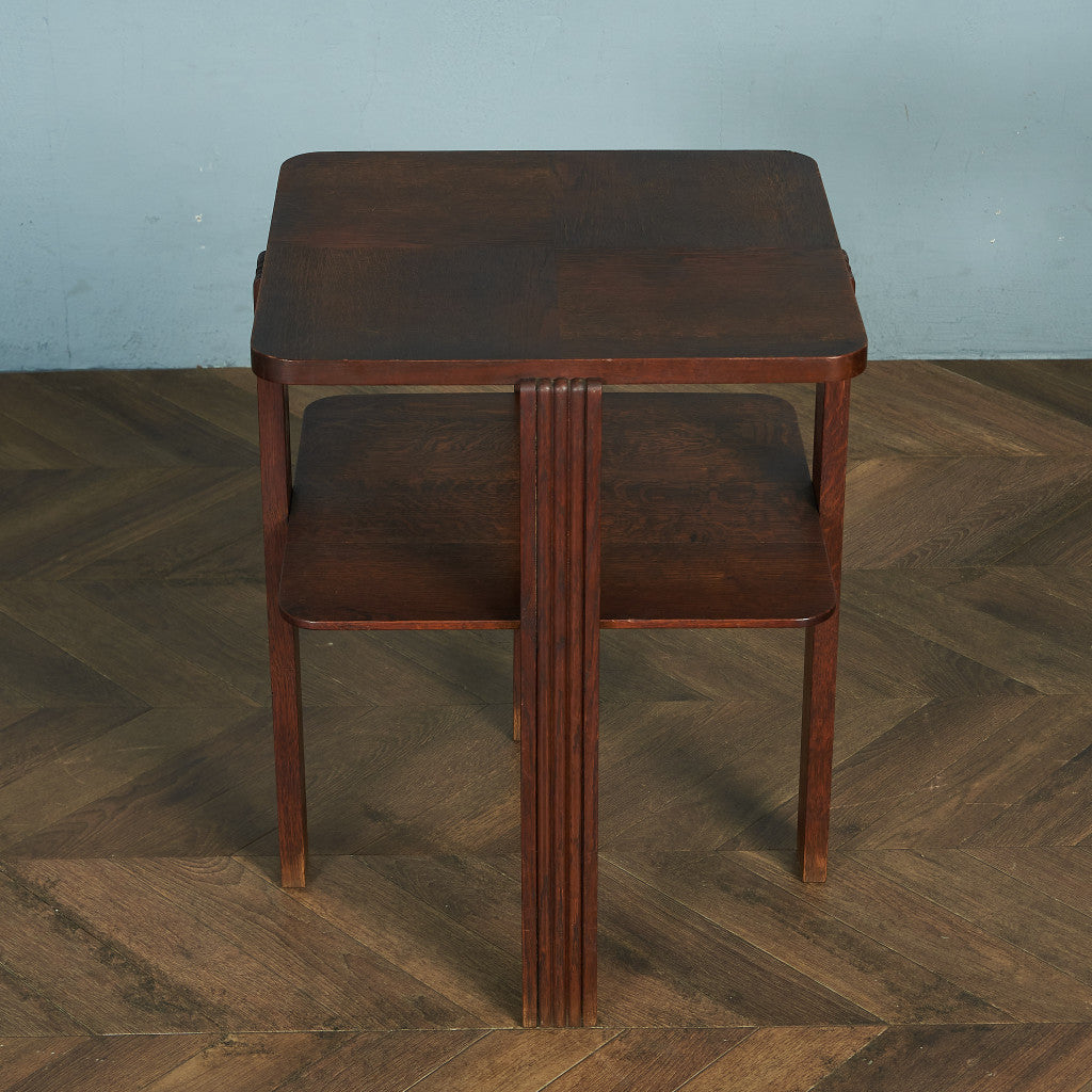 英国ヴィンテージ パーケットトップ サイドテーブル