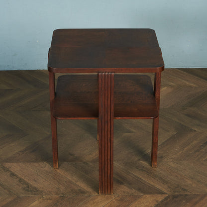 英国ヴィンテージ パーケットトップ サイドテーブル