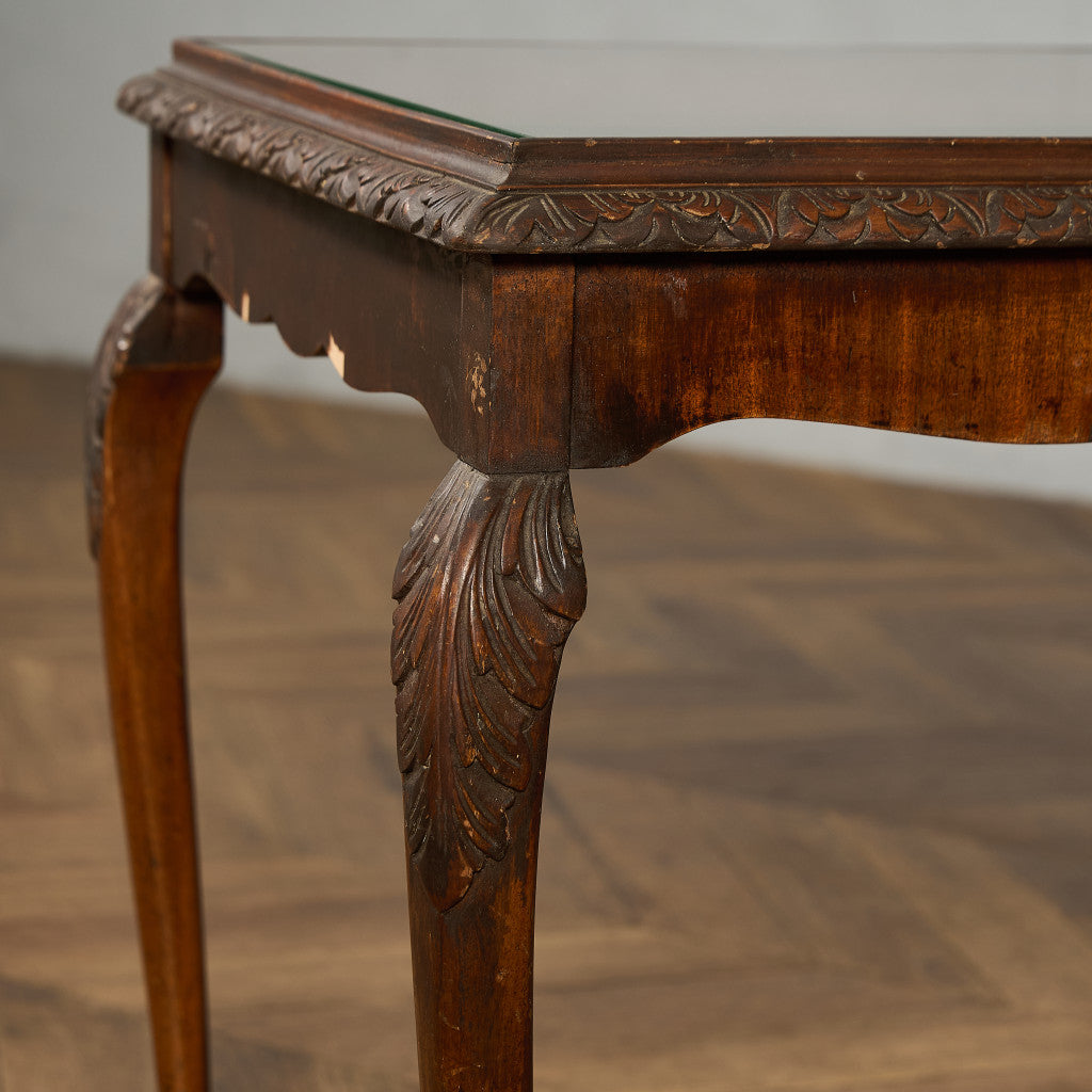 英国 クラシック ガラストップ ネストテーブル