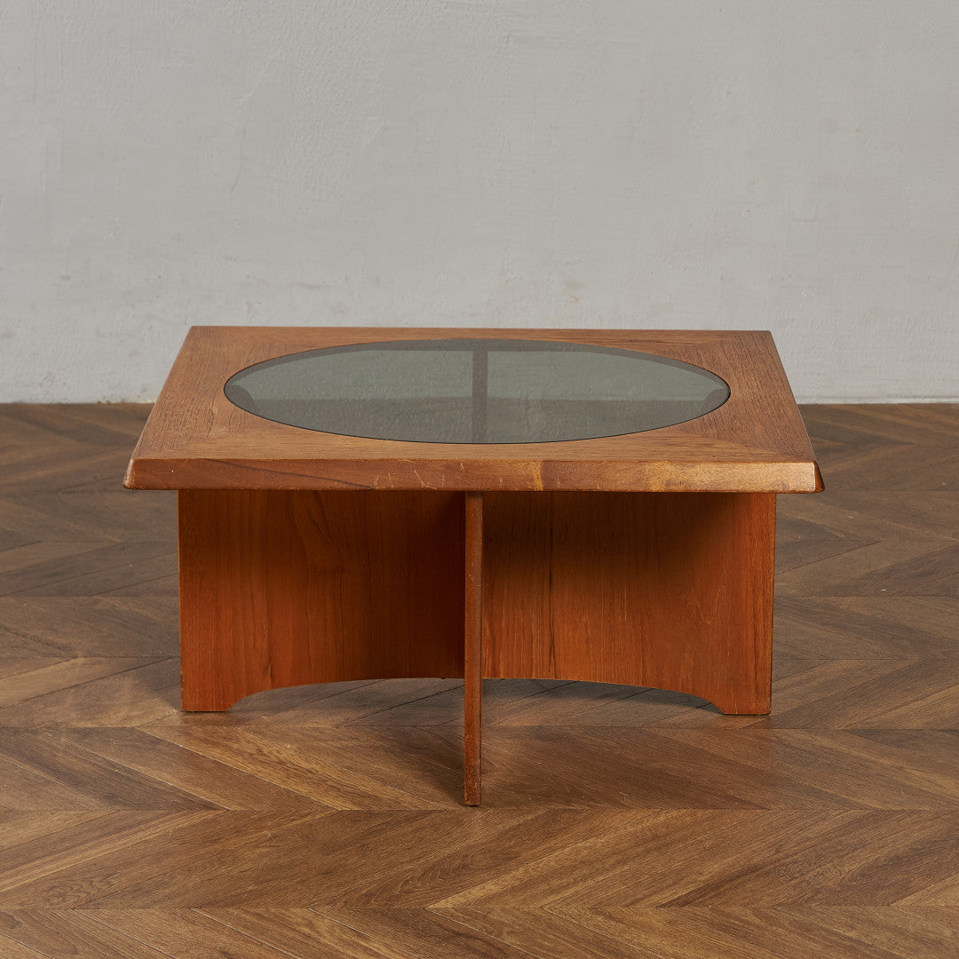 ヴィンテージ スツール付き ガラストップ センターテーブル