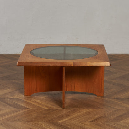 ヴィンテージ スツール付き ガラストップ センターテーブル