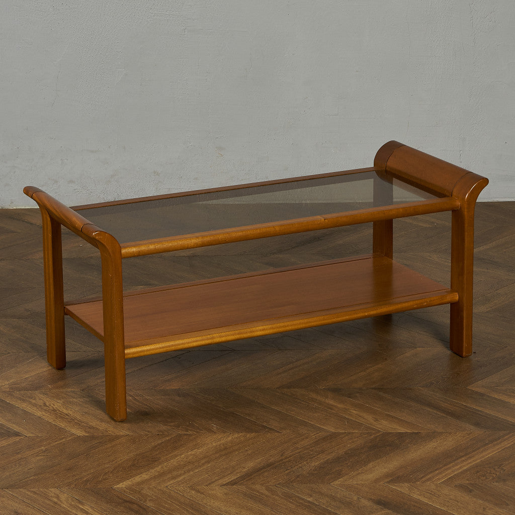 英国 ヴィンテージ スモーク ガラストップ コーヒーテーブル センターテーブル