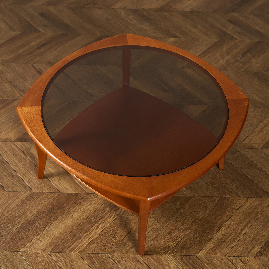 英国 ヴィンテージ スモーク ガラストップ コーヒーテーブル センターテーブル