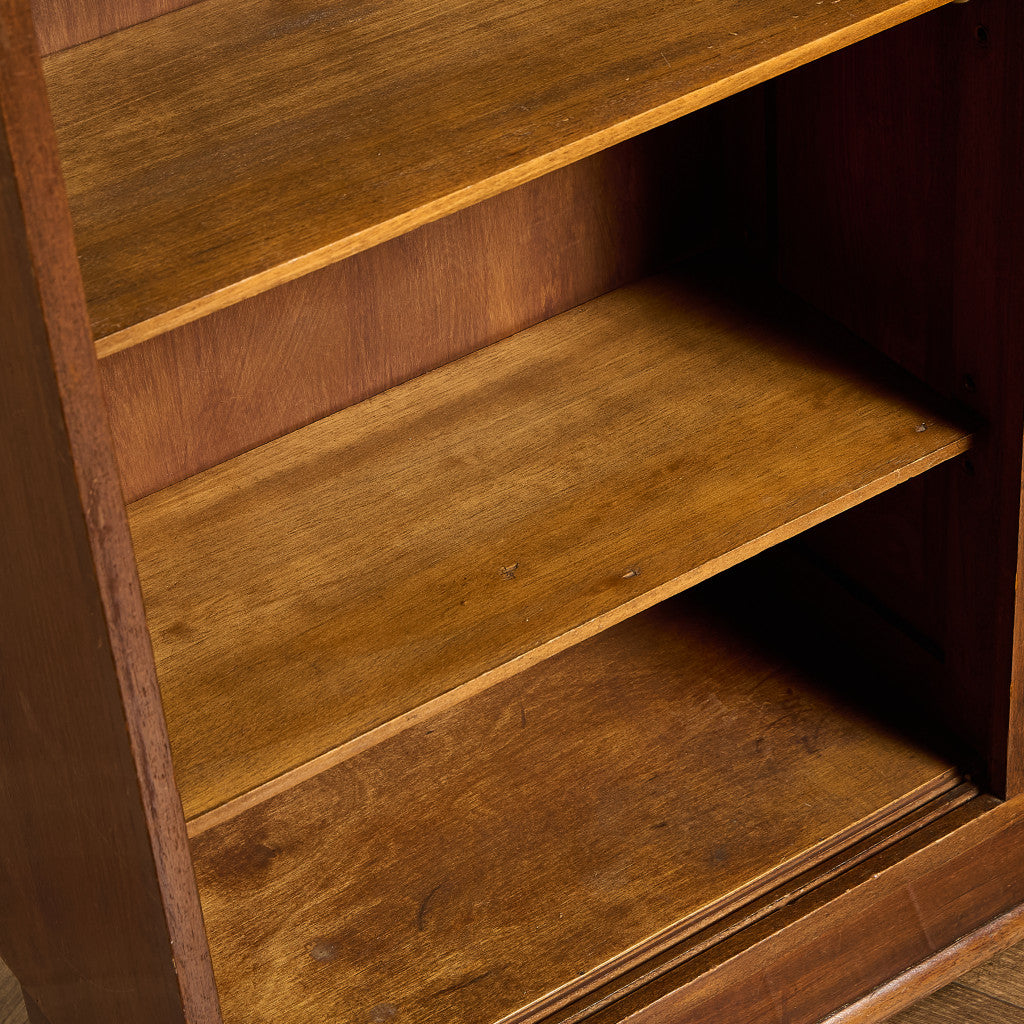 英国 ヴィンテージ ナロー ガラス ブックケース 食器棚