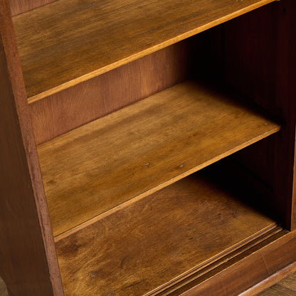 英国 ヴィンテージ ナロー ガラス ブックケース 食器棚